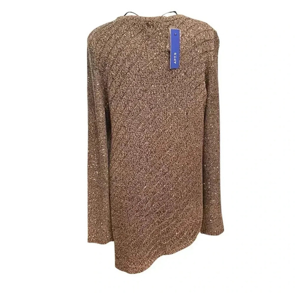 Apt 9 Women's Light Knit Sweater Size L Gray Subtle Sequined Asymmetric Hem - Picture 4 of 12